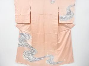 リサイクル　流水に木の葉・鳥模様刺繍訪問着